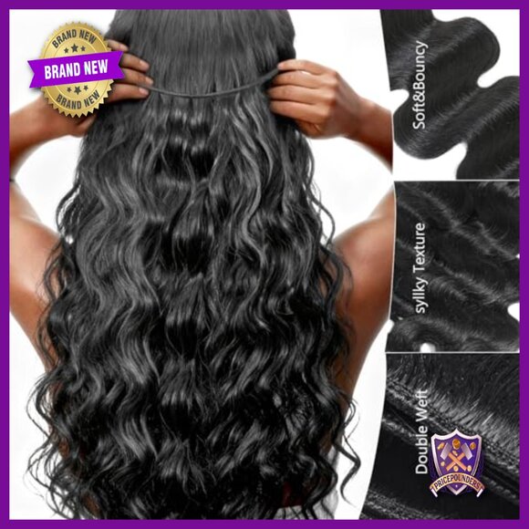 100% Human Hair Body Wave Bundles with 5x5 HD Lace Closure 12-30in